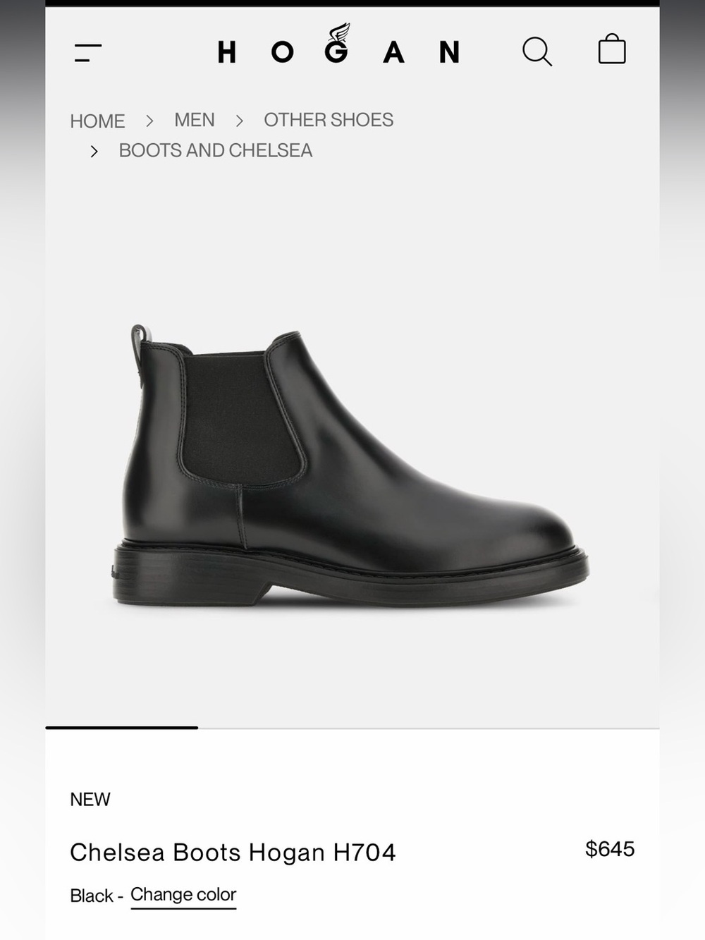 Hogan Men's Black Leather Chelsea Boots Like New Condition -Sz 9.5 EU/10.5 US